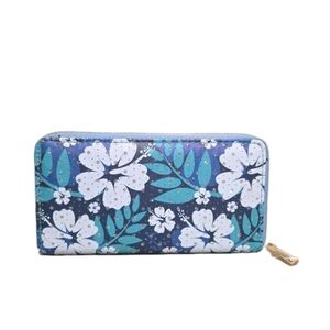 Hawaiian Hibiscus Full Zip Around Wallet Tropical Sparkle NWT